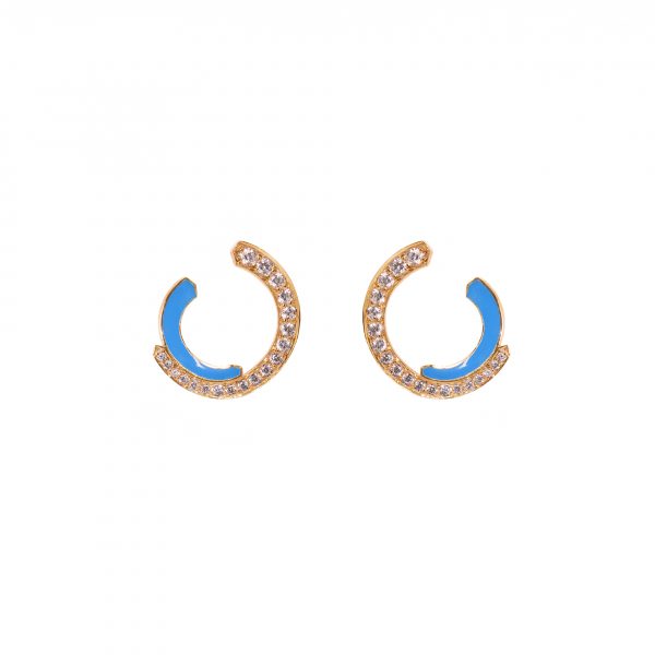 echo kali earrings white diamonds gold enamel