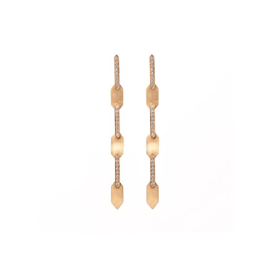 echo long earrings white diamonds gold