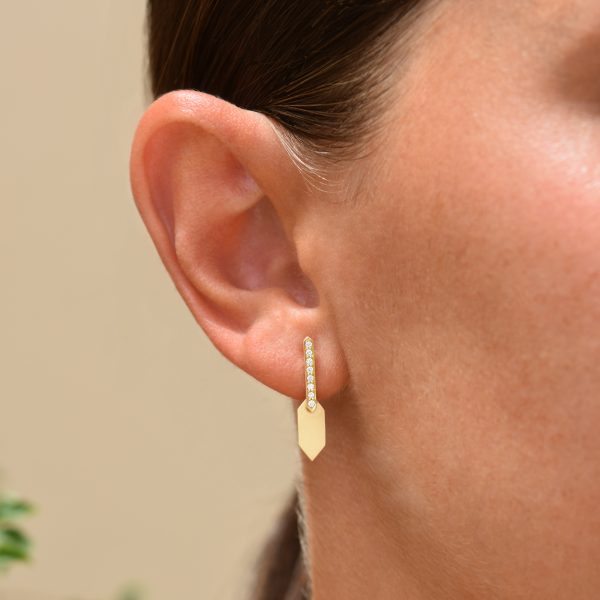 echo small earrings gold white diamonds
