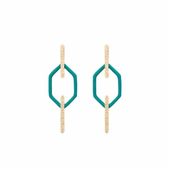 echo alessia earrings white diamonds gold enamel alveare jewelry