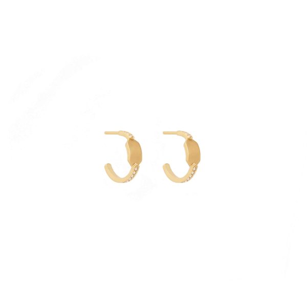 echo hoops white diamonds gold earrings