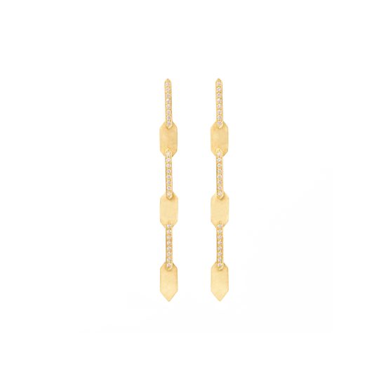 echo long earrings white diamonds gold alveare jewelry