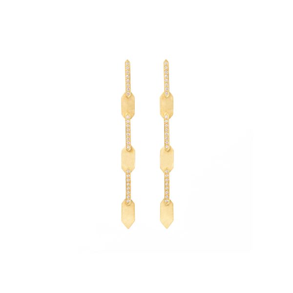 echo long earrings white diamonds gold alveare jewelry