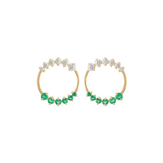 caldera earrings white diamonds emeralds gold astrum