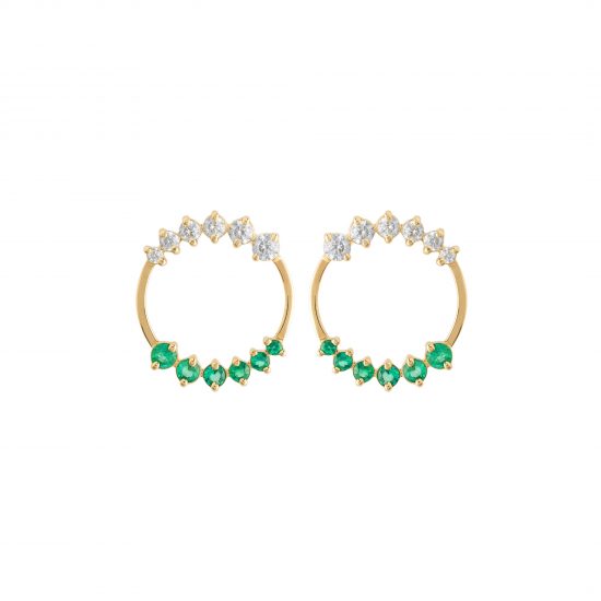 caldera earrings white diamonds emeralds gold astrum