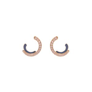 echo kali small earrings gold white diamonds enamel