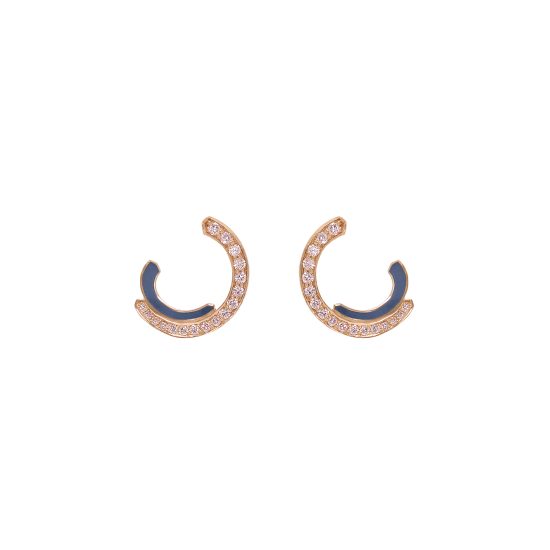 echo kali small earrings gold white diamonds enamel