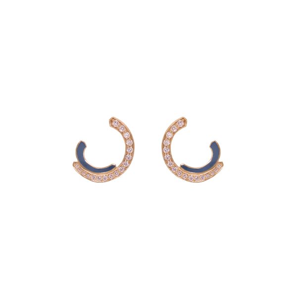 echo kali small earrings gold white diamonds enamel