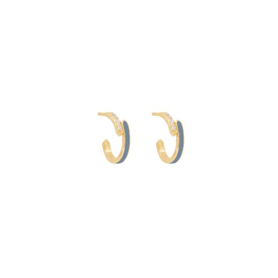 freya hoops white diamonds with enamel cold alveare jewlery