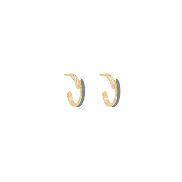 freya hoops white diamonds with enamel cold alveare jewlery