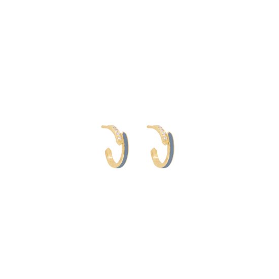 echo freya hoop earrings gold white diamonds enamel