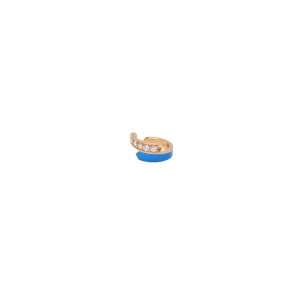echo iris earcuff gold white diamonds enamel capri blue