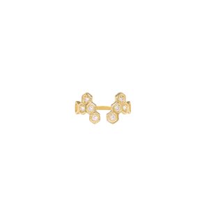 honeycombs nymphea ring white diamonds gold alveare jewelry
