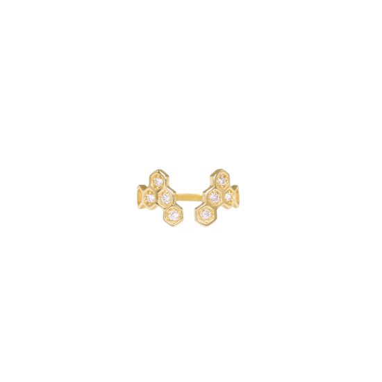 honeycombs nymphea ring white diamonds gold alveare jewelry