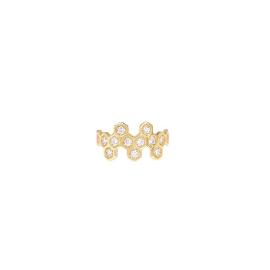 honeycombs aster ring white diamonds gold alveare jewelry