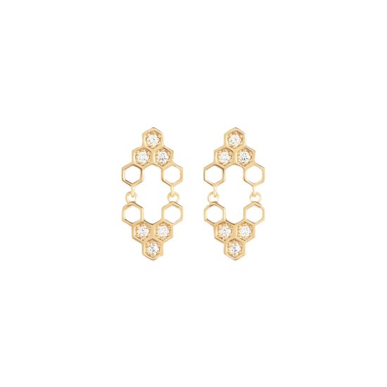 Honeycombs Mirall earrings gold alveare jewelry