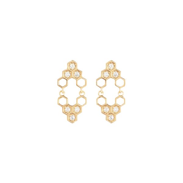 Honeycombs Mirall earrings gold alveare jewelry