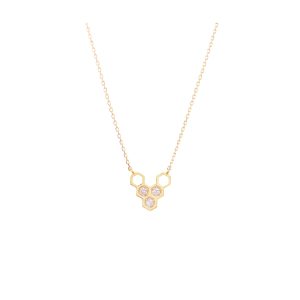 honeycombs v necklace alveare jewelry white diamonds gold