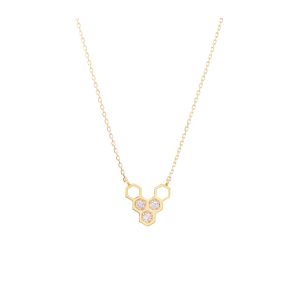 honeycombs v necklace alveare jewelry white diamonds gold