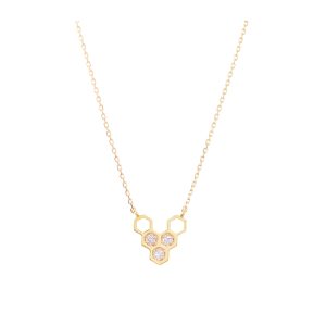 honeycombs v necklace alveare jewelry white diamonds gold