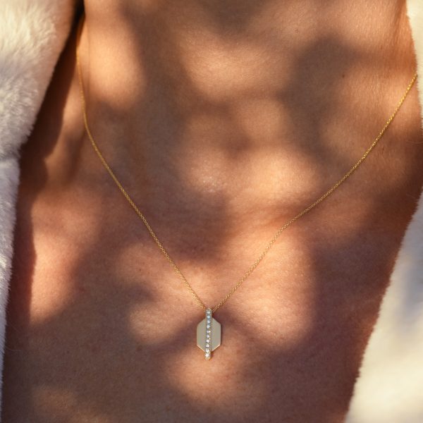 echo rhea necklace white diamonds gold alveare jewelry