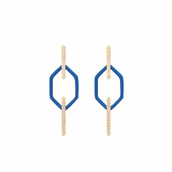 echo alessia earrings white diamonds gold enamel alveare jewelry