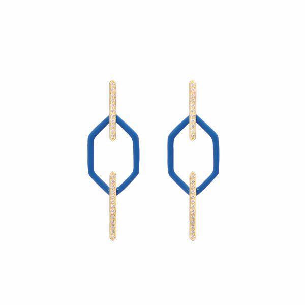 echo alessia earrings white diamonds gold enamel alveare jewelry