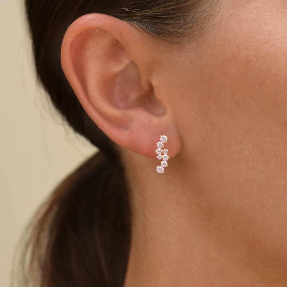 caldera novus small earrings white diamonds gold alveare astrum jewelry
