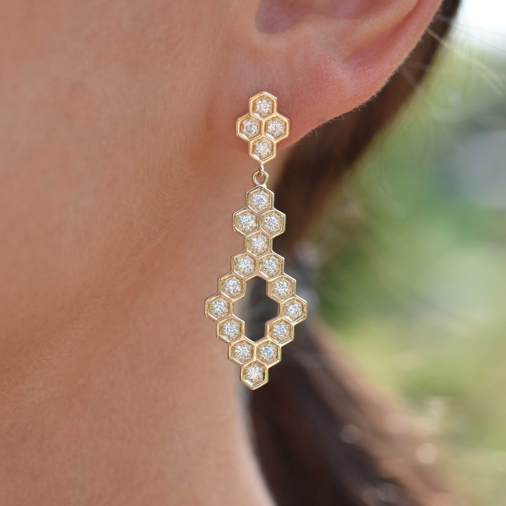 melissa eariings white diamonds gold alveare jewlery