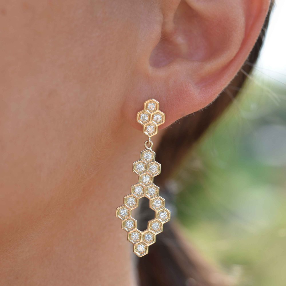 melissa eariings white diamonds gold alveare jewlery