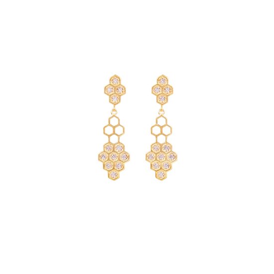 beyla eariings white diamonds gold alveare jewlery