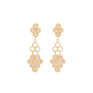 beyla eariings white diamonds gold alveare jewlery