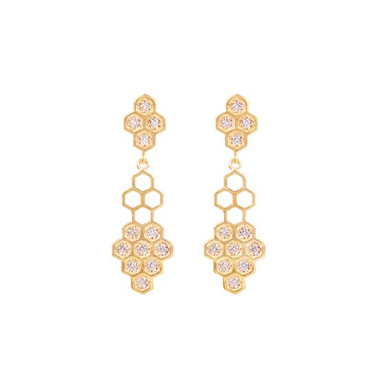 beyla eariings white diamonds gold alveare jewlery