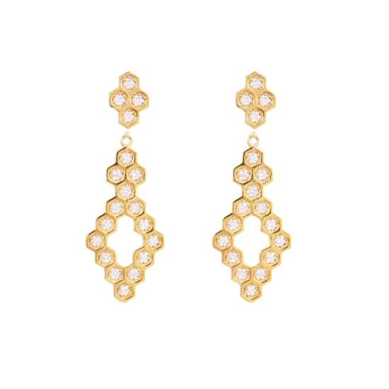 melissa eariings white diamonds cold alveare jewlery