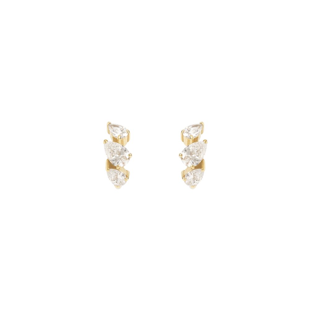 gold hoop earrings white diamond pear shape
