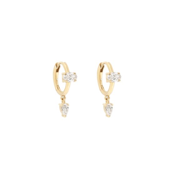 hoops gold white diamonds earrings