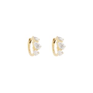 gold hoop earrings white diamond pear shape
