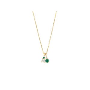 gia double necklace white diamonds emeralds gold