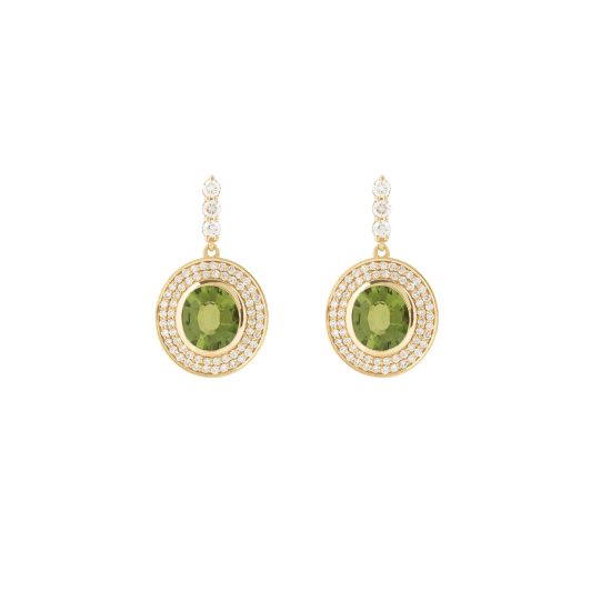 one of a kind earrings white diamonds tourmalines gold alveare jewelry