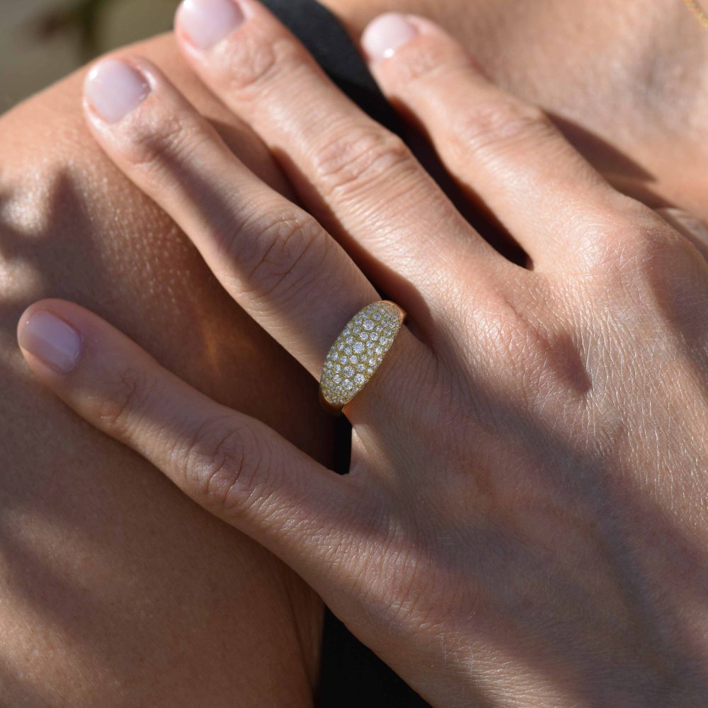 ring white diamonds gold alveare jewelry